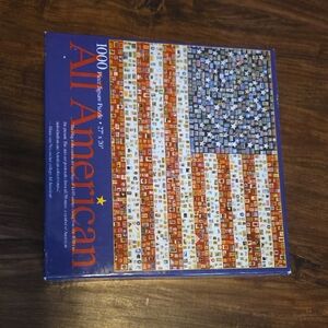 NEW All American Flag Puzzle Made up of a Collage of Stamps- 1000 PC Unopened
